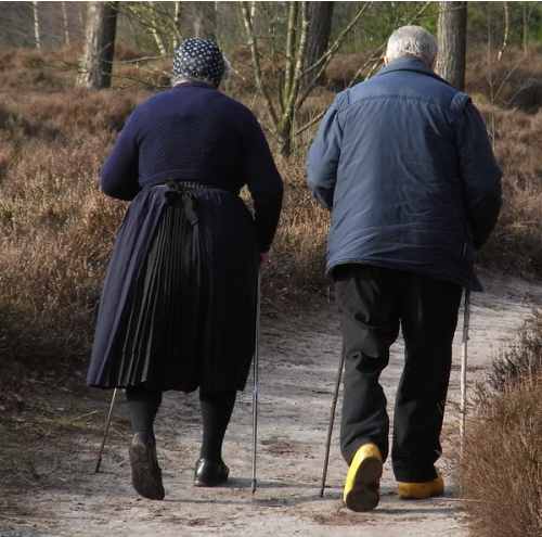 elderly-couple-hiking-poles