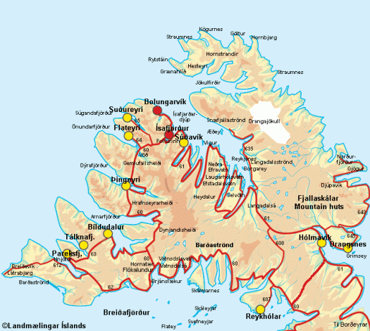 map WestFjords
