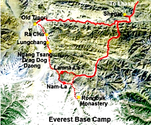 map Tingri Everest
