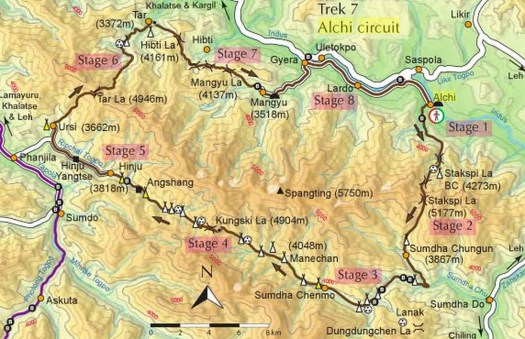 Alchi trek map