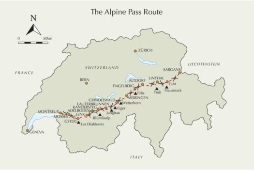 Alpine Pass Route Overview Map (Cicerone Guide) 